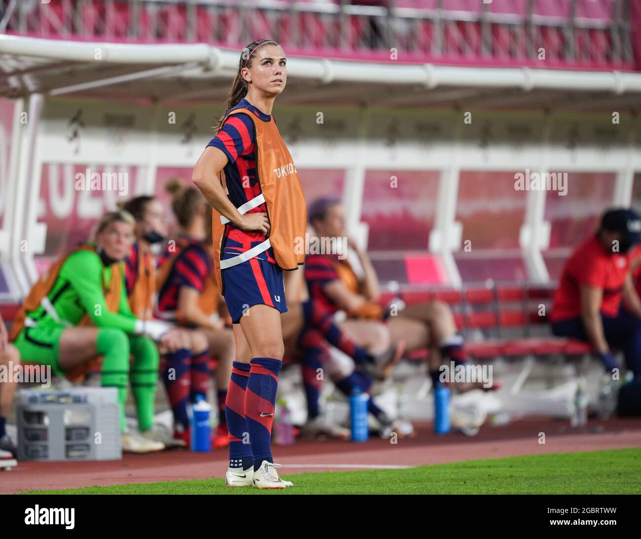 Kashima, Giappone. 05 agosto 2021. Alex Morgan (13 Stati Uniti) si presenta durante la partita del Torneo Olimpico delle Donne di Tokyo 2020 tra Australia e Stati Uniti allo Stadio Ibaraki Kashima, Kashima, Giappone. Credit: SPP Sport Press Photo. /Alamy Live News Foto Stock