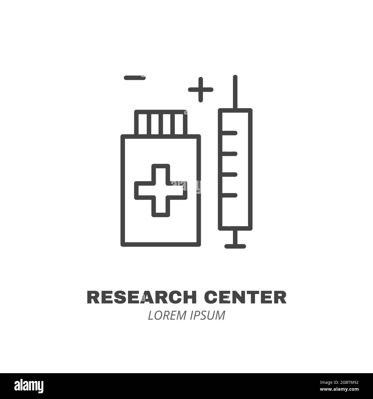 Icona del logo di vaccinazione e immunizzazione. Simbolo isolato Illustrazione Vettoriale