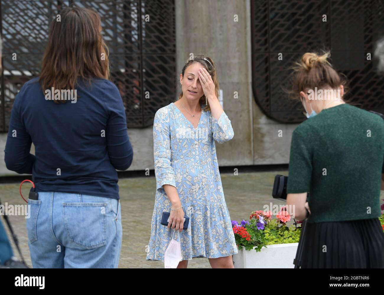 Membro del procuratore federale per la regione di Limbourg, Dorien vanderheiden risponde ai giornalisti dopo una sessione nel caso di reuzegom st Foto Stock