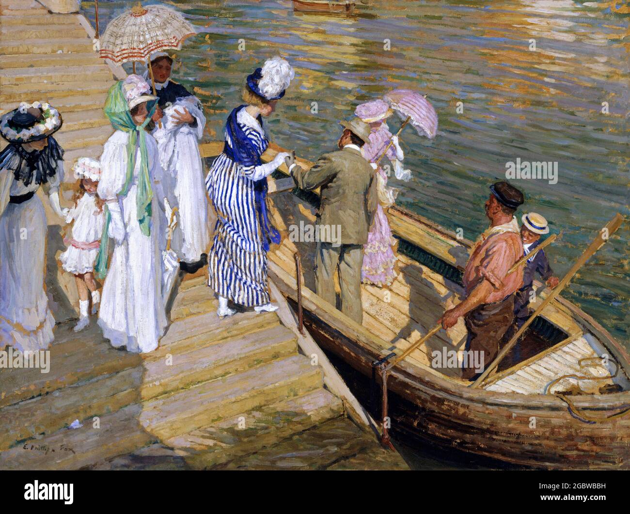 E Phillips Fox. Dipinto dal titolo 'The Ferry' dell'artista australiano, Emanuel Phillips Fox (1865-1915), olio su tela, c.. 1910/11 Foto Stock