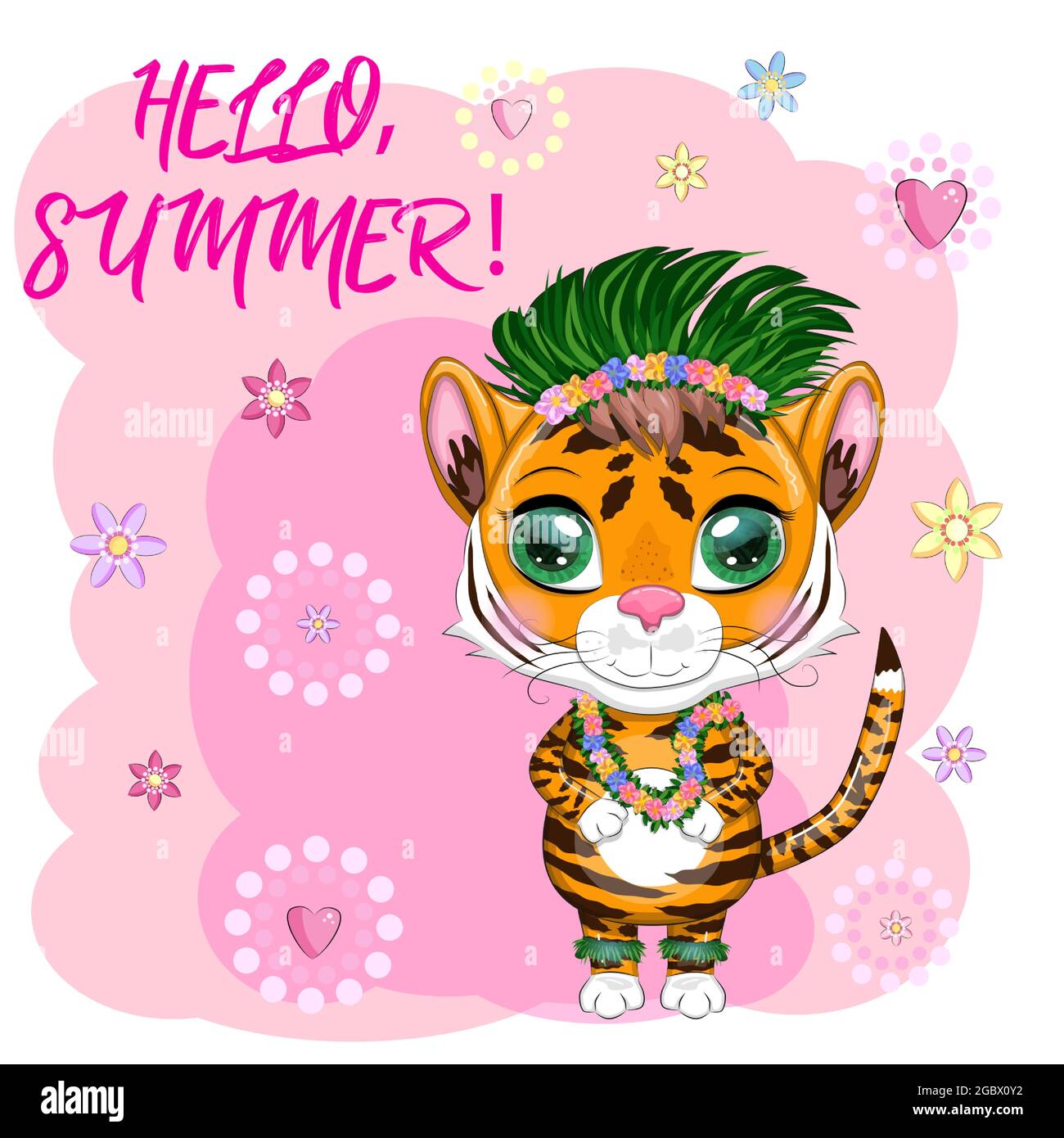 Danzatrice di hula della tigre del cartone animato. Hawaii, Vacanza, Mare,  Vacanza. L'estate è in arrivo. Stile per bambini, dolcezza. Simbolo del  nuovo anno 2022 Immagine e Vettoriale - Alamy