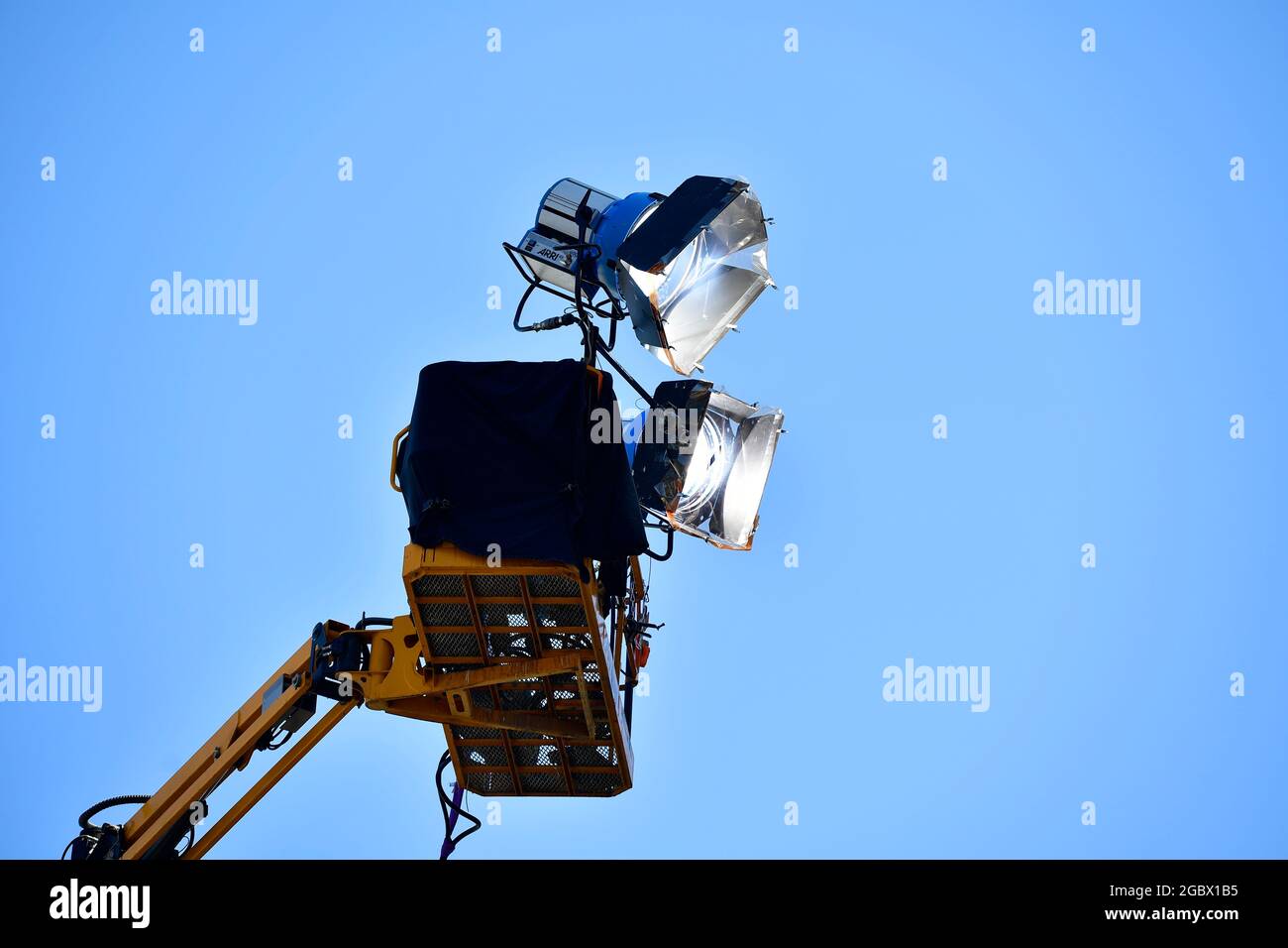 Illuminazione del set di filmati sulla gru Foto Stock