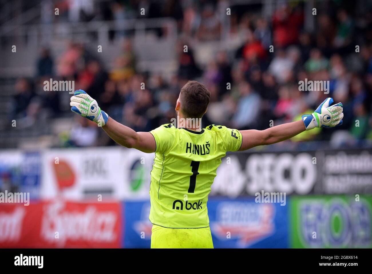 5 agosto 2021, Jablonec nad Nisou, Repubblica Ceca: Portiere JAN HANUS di Jablonec durante il terzo turno di qualificazione UEFA campionato Europa, FK Jablonec vs Celtic FC a Jablonec nad Nisou nella Repubblica Ceca. (Immagine di credito: © Slavek Ruta/ZUMA Press Wire) Foto Stock