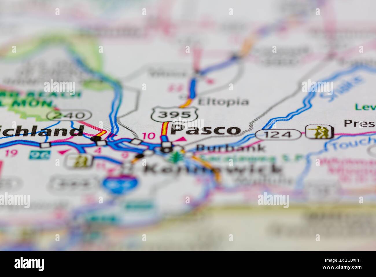 Pasco Washington state USA mostrato su una mappa stradale o su una mappa geografica Foto Stock