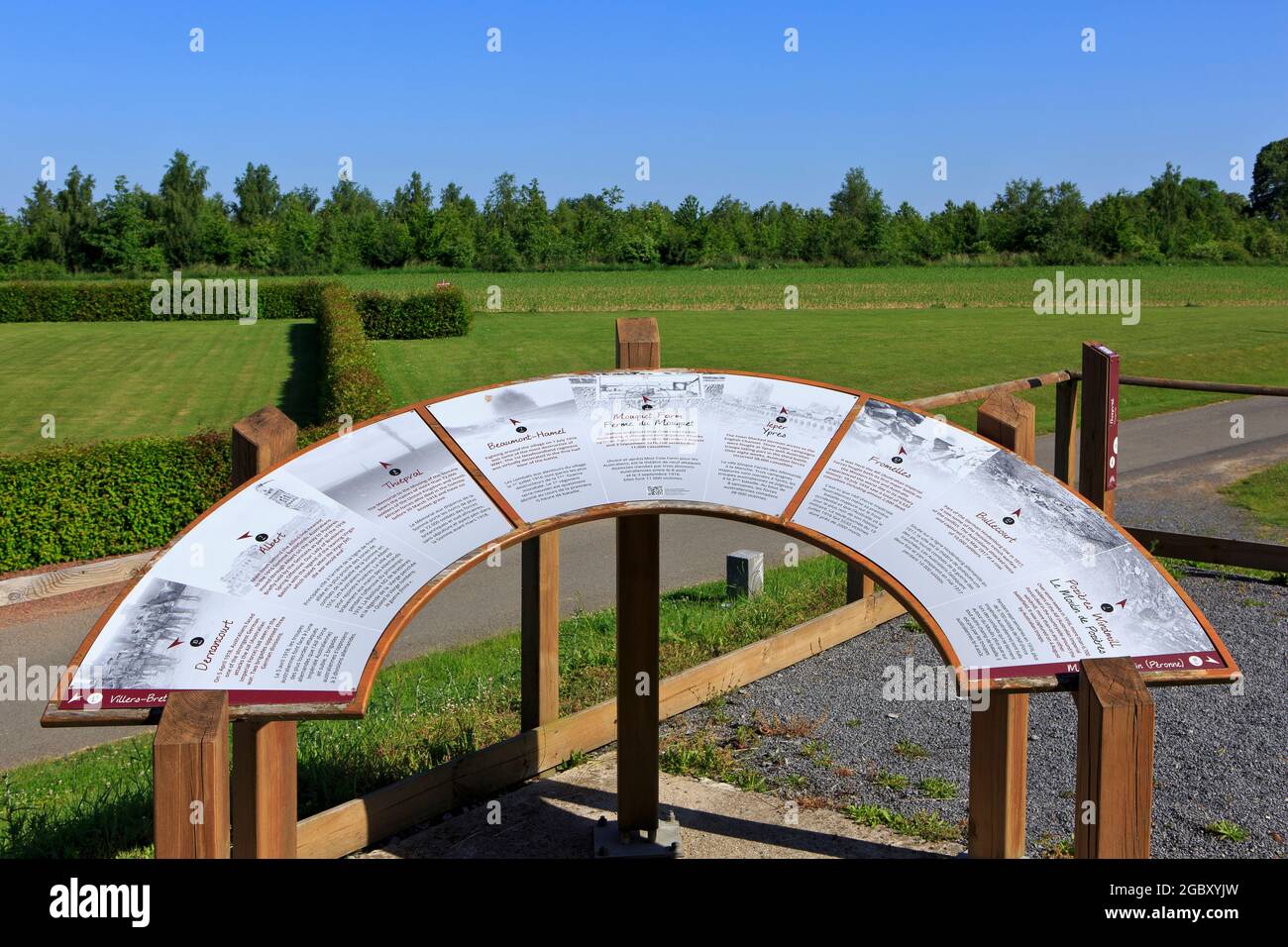 Esposizione informativa al primo Australian Division Memorial a Pozieres (Somme), Francia Foto Stock