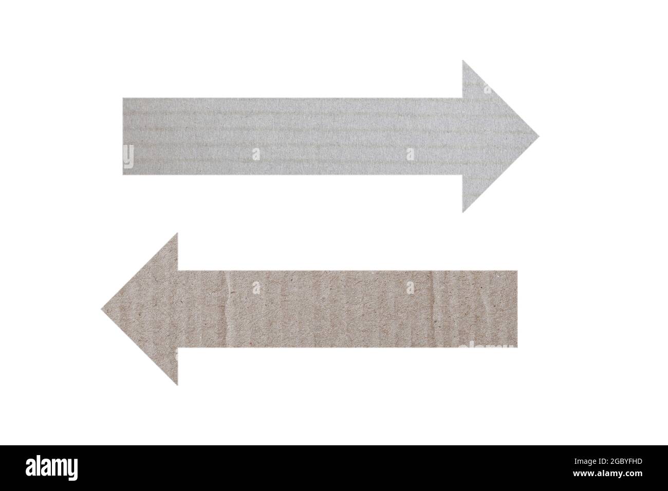 Frecce di carta, le frecce sono fatte di carta di cartone isolata su sfondo bianco per la progettazione nel vostro concetto di lavoro. Foto Stock