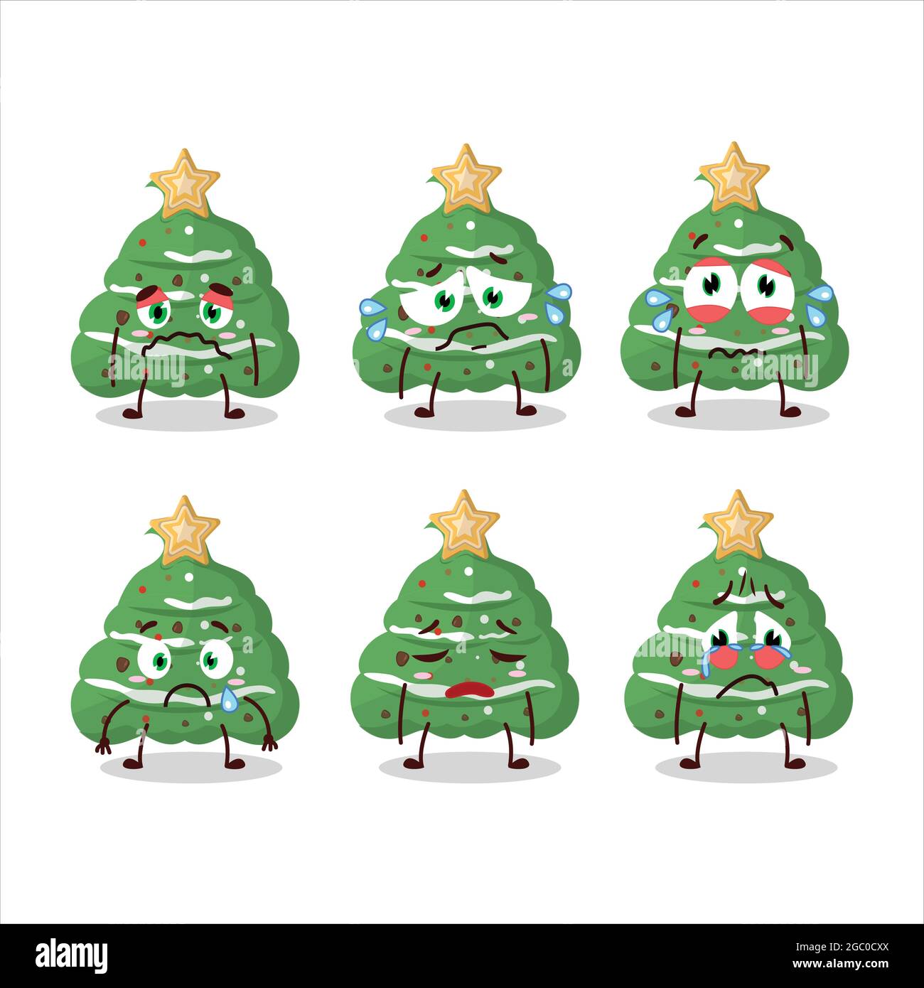 Buttercream personaggio cartone animato di natale con triste espressione. Illustrazione vettoriale Illustrazione Vettoriale