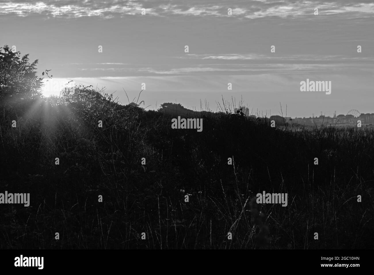Alba sulla costa meridionale del West Sussex Agust 2021, Foto Stock