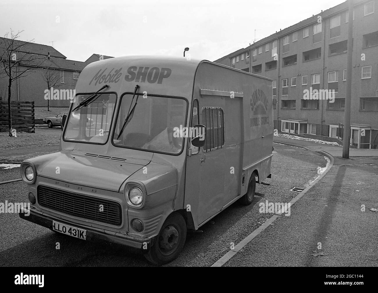 Negozio mobile, Crabtree Farm Estate, Nottingham UK 1988 Foto Stock