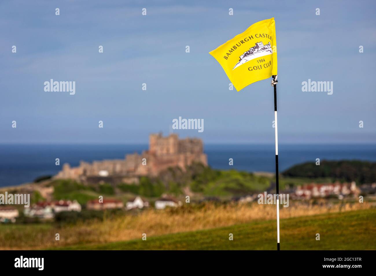 Campo da golf di Bambburgh Castle Foto Stock