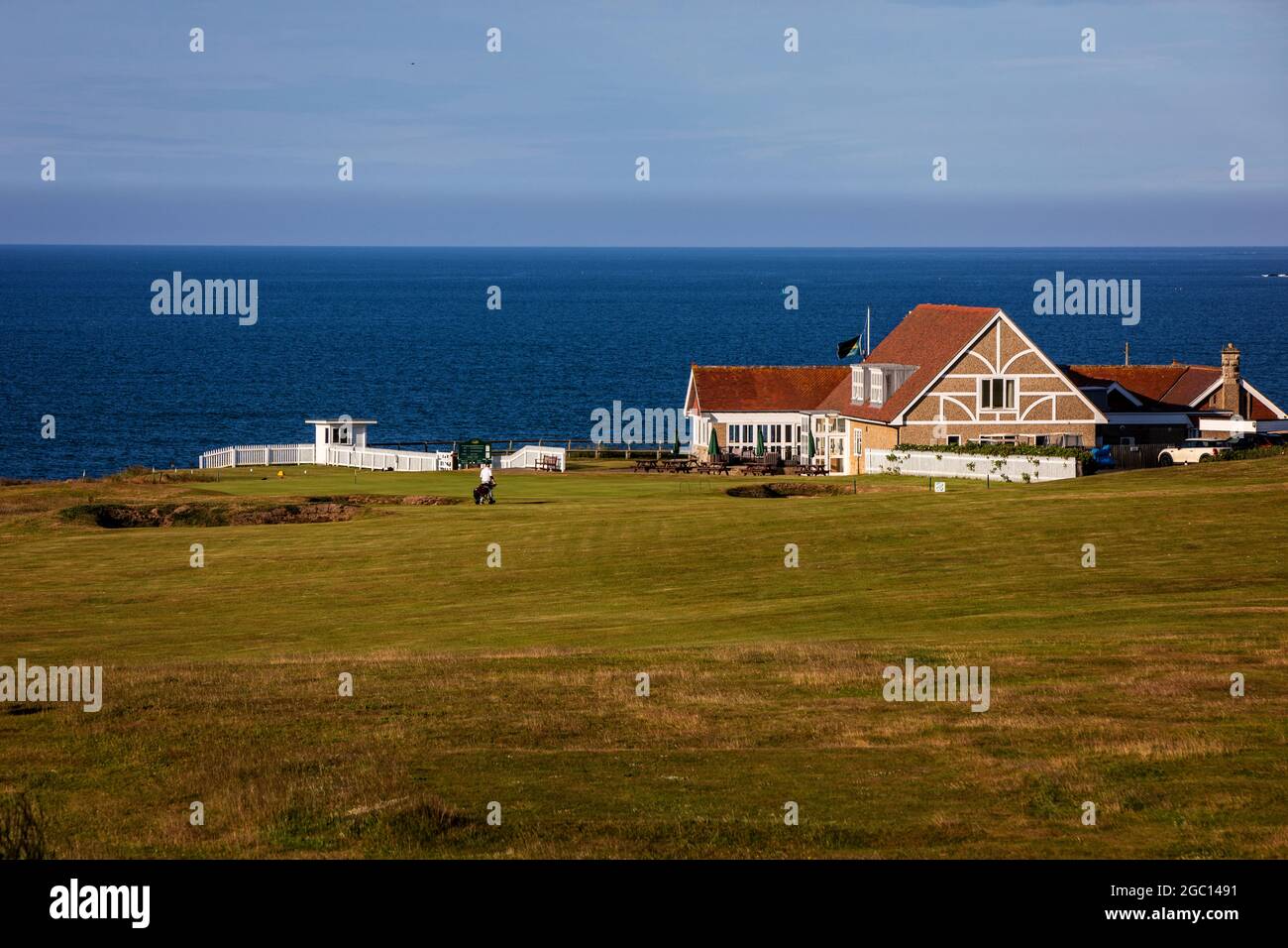 Campo da golf di Bambburgh Castle Foto Stock