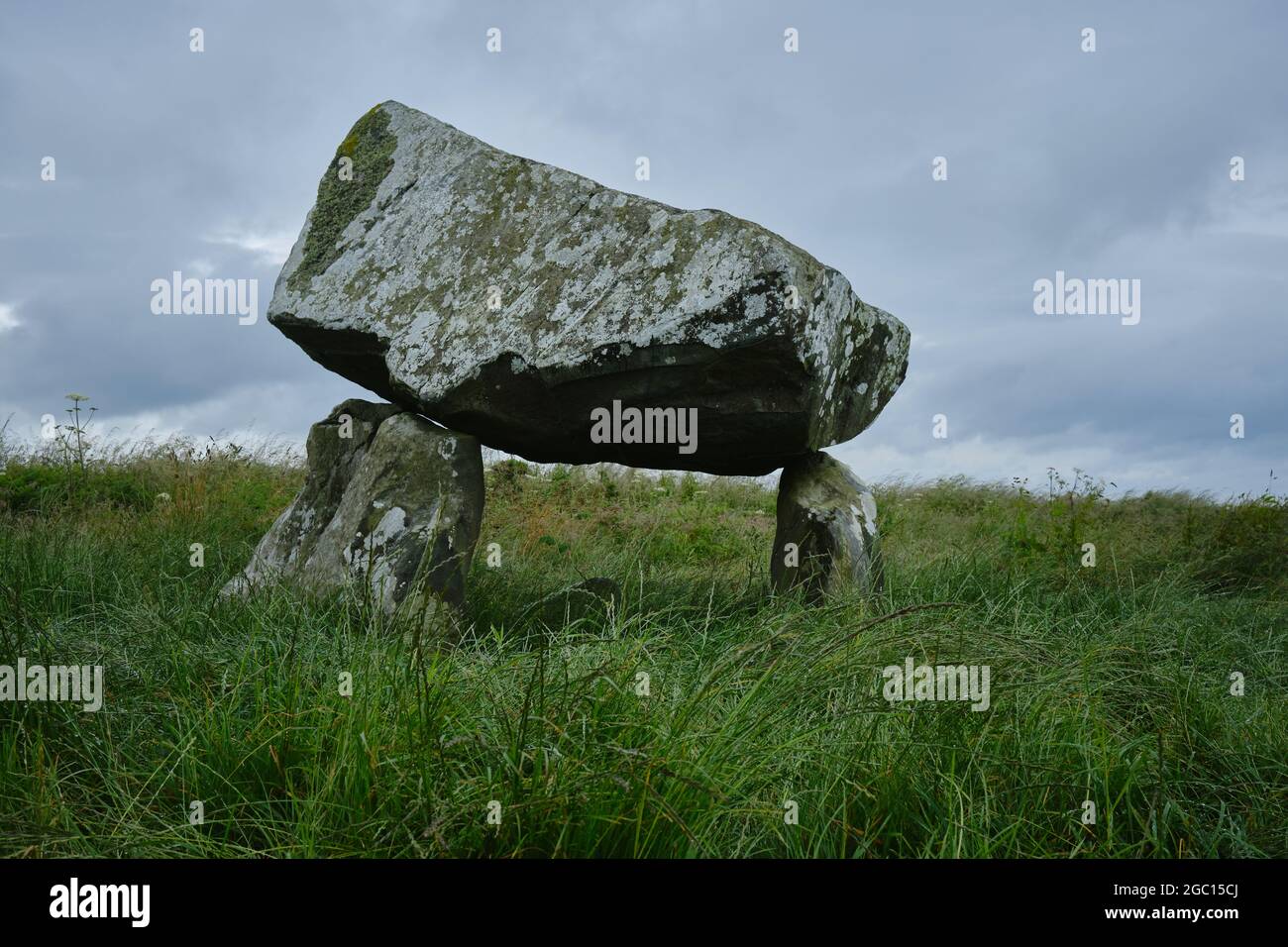 Llech-y-Drybedd tomba a chambered, Pembrokeshire, Galles Foto Stock