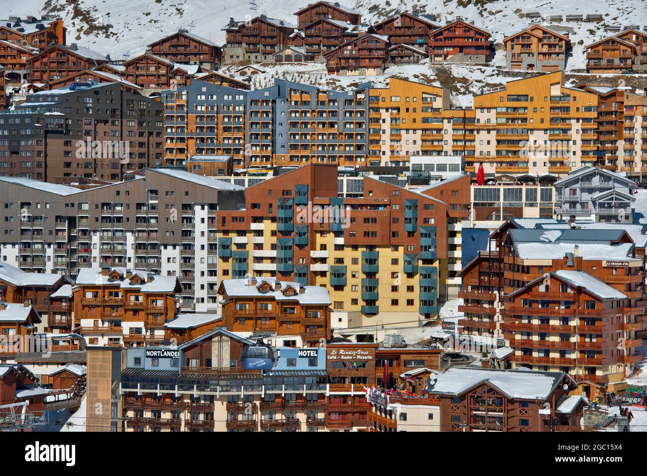 FRANCIA, SAVOIA (73), SAINT-MARTIN-DE-BELLEVILLE, STAZIONE SCIISTICA VAL THORENS Foto Stock