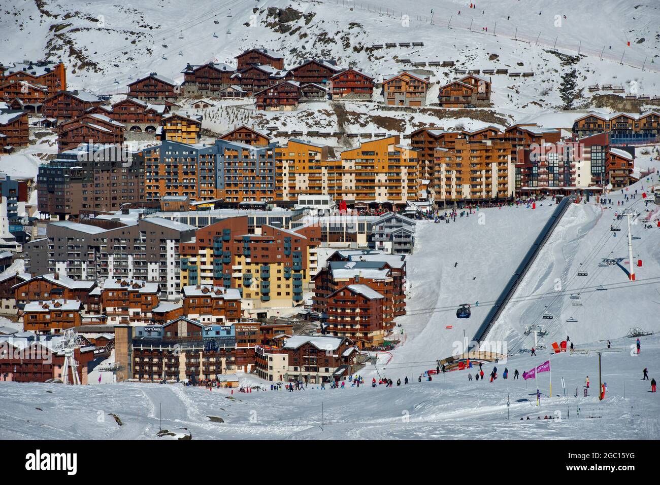 FRANCIA, SAVOIA (73), SAINT-MARTIN-DE-BELLEVILLE, STAZIONE SCIISTICA VAL THORENS Foto Stock