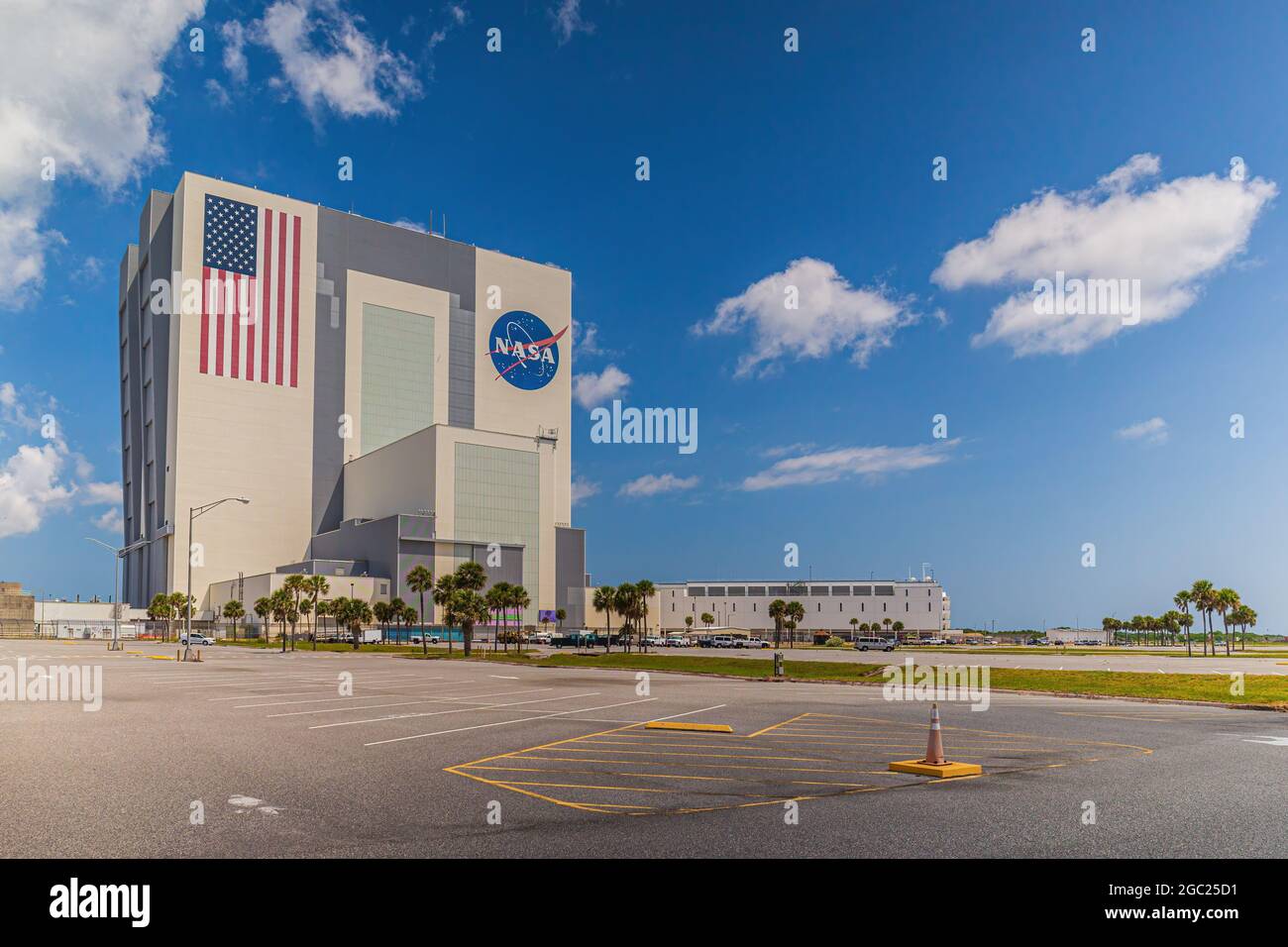Edificio di assemblaggio dei veicoli della NASA presso il Kennedy Space Center, Cape Canaveral, Florida Foto Stock
