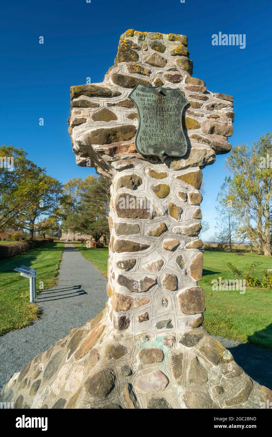 Herbin Cross presso il sito storico nazionale di Grand-Pré, Wolfville, Nuova Scozia, Canada. Patrimonio dell'umanità dell'UNESCO. Foto Stock
