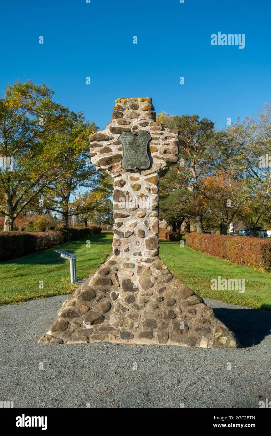 Herbin Cross presso il sito storico nazionale di Grand-Pré, Wolfville, Nuova Scozia, Canada. Patrimonio dell'umanità dell'UNESCO. Foto Stock