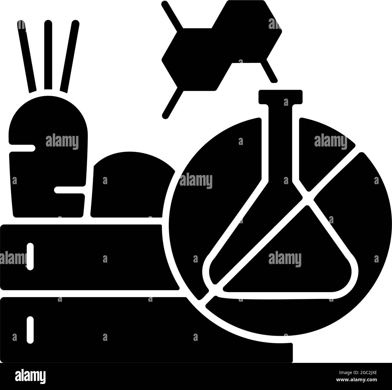 Produzione di alimenti senza sostanze chimiche icona glifo nero Illustrazione Vettoriale