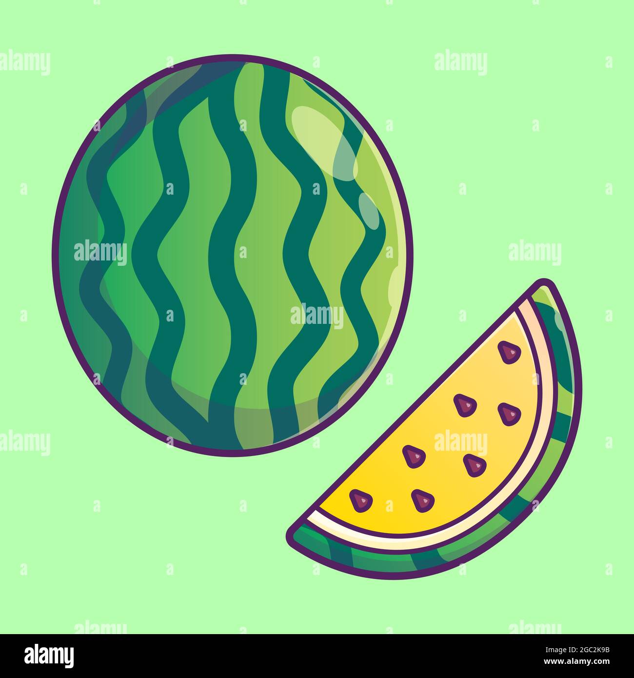 Illustrazione dell'anguria gialla. Stile icona cartoon Illustrazione Vettoriale