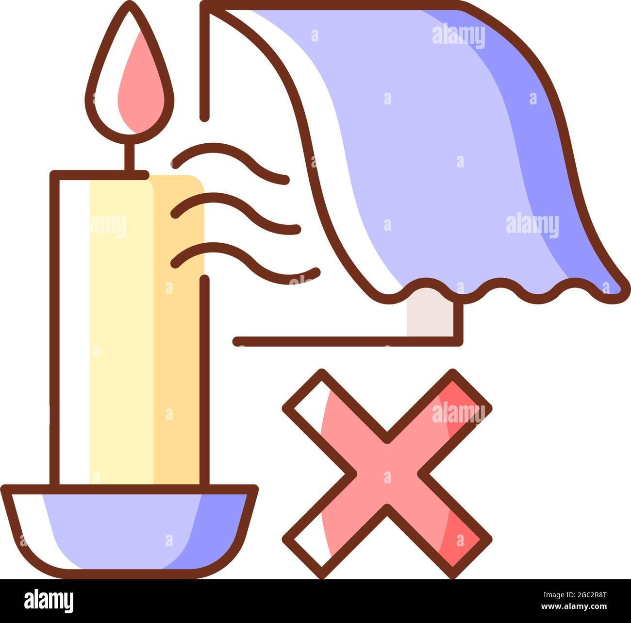 Tenere le candele lontane dalle correnti d'aria icona dell'etichetta manuale colore RGB Illustrazione Vettoriale