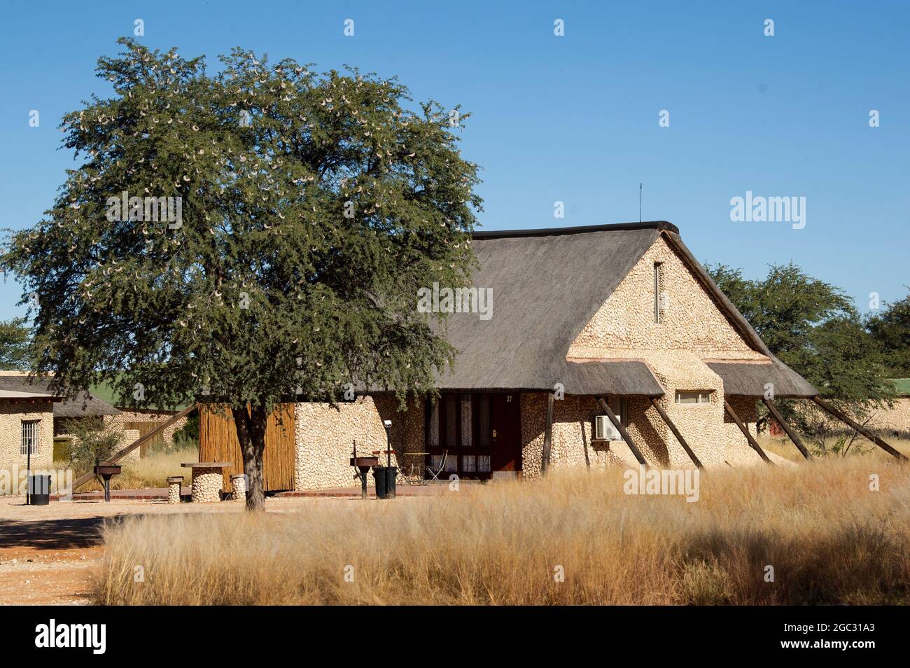 Chalet in Twee Rivieren Rest Camp, Kgalagadi TransFrontier Park, Sudafrica Foto Stock