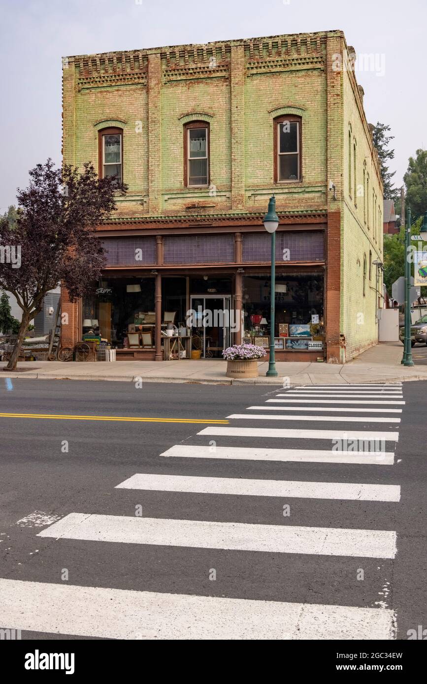 Negozio Thrift in Main Street, Palouse, Washington state, USA Foto Stock