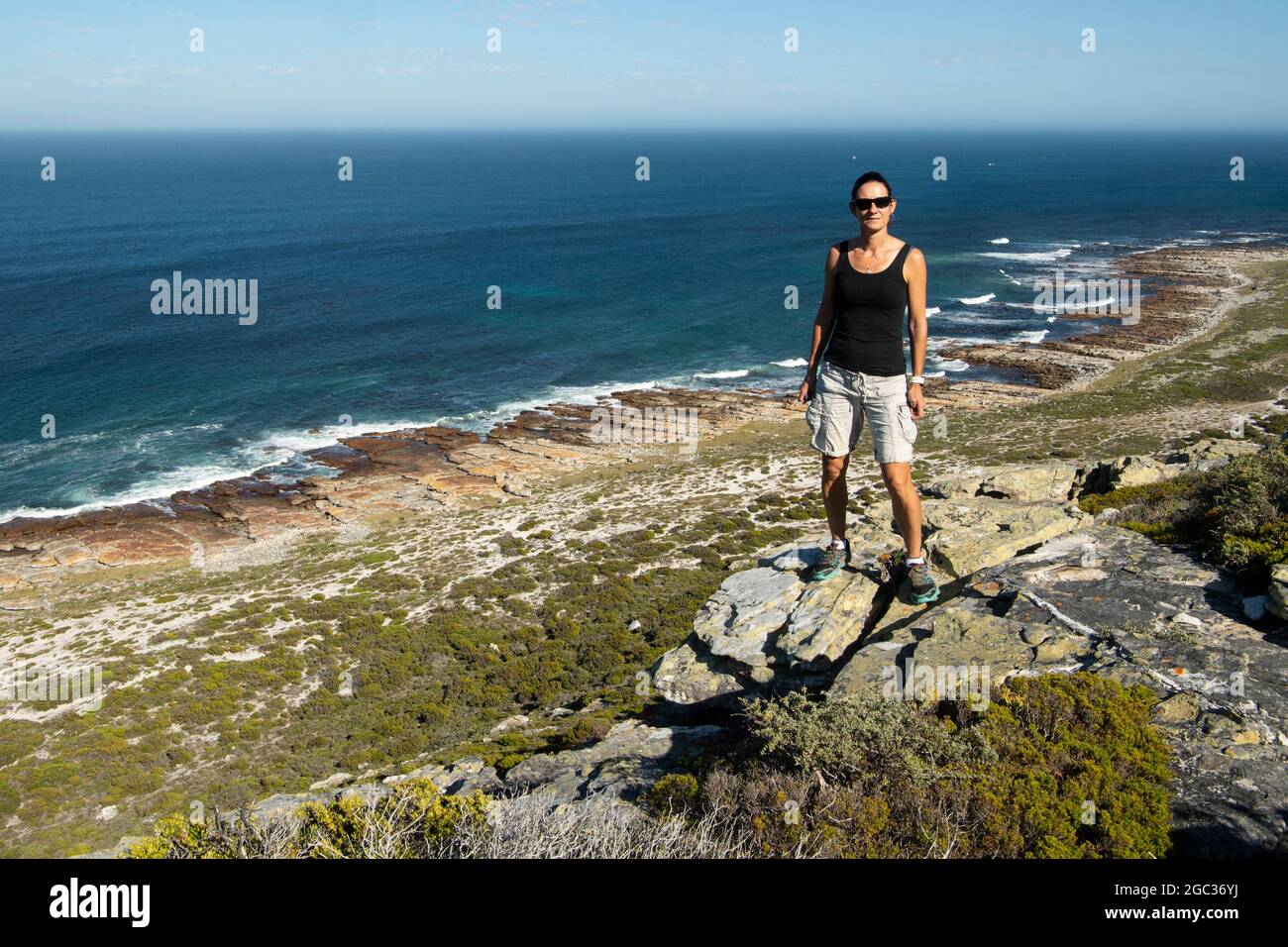 Escursionista, Capo di buona speranza Riserva Naturale, Penisola del Capo, Sud Africa Foto Stock