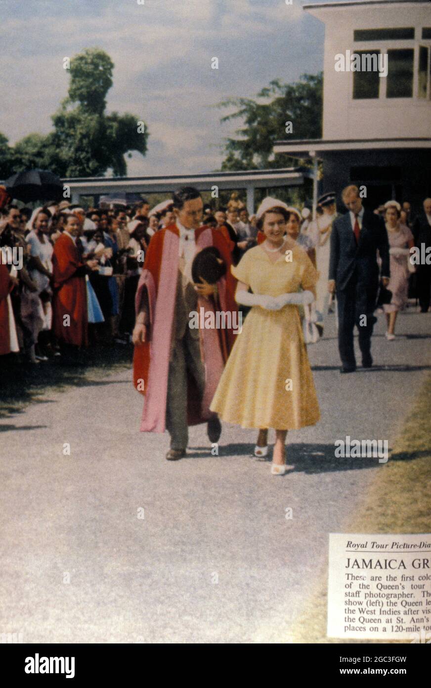 Regina Elisabetta II e Principe Filippo in visita in Giamaica. 1954 Foto Stock