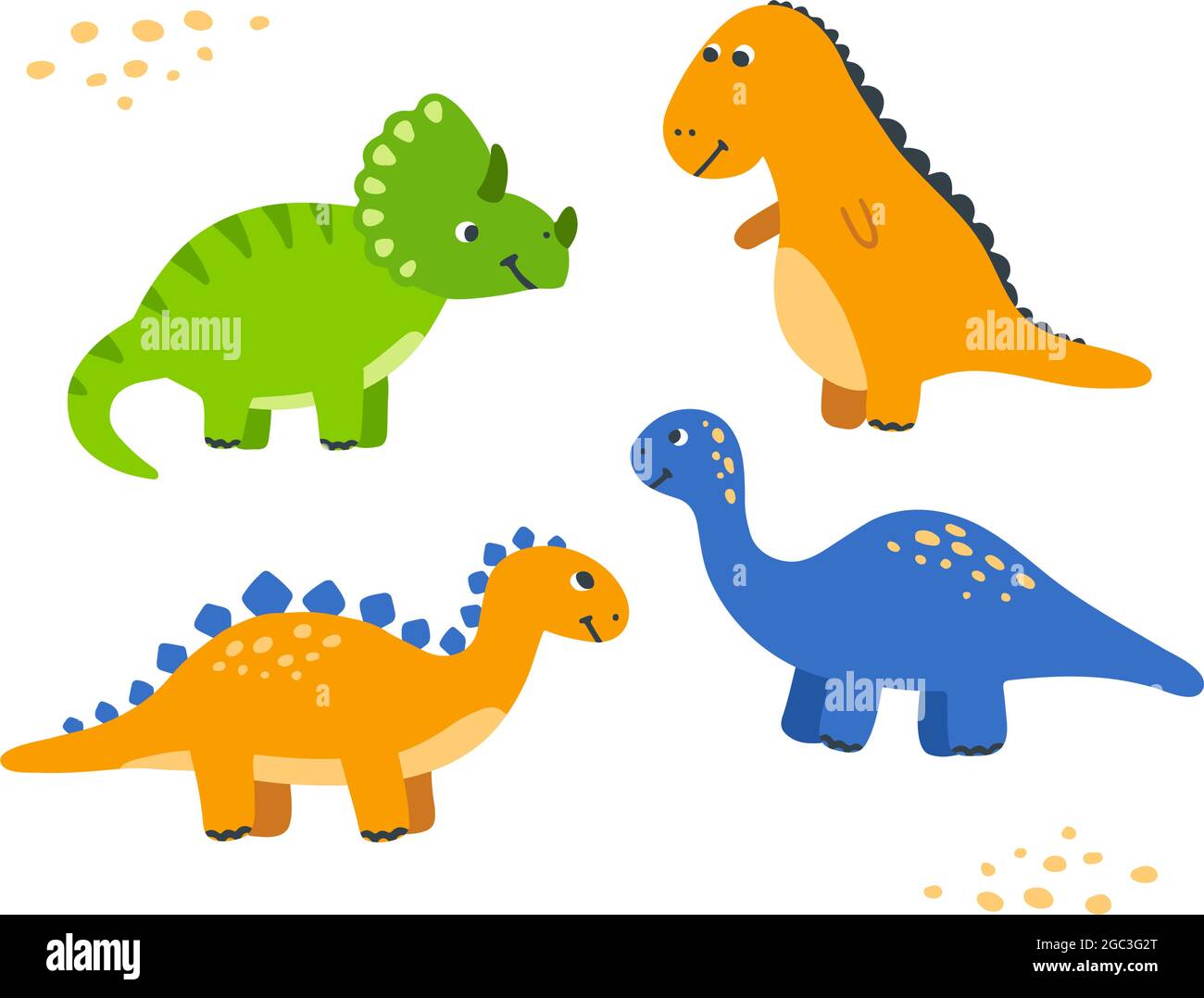 Carino set di dinosauri cartoni animati. Dinos disegnati a mano per i  bambini. Illustrazione vettoriale dei bambini Immagine e Vettoriale - Alamy