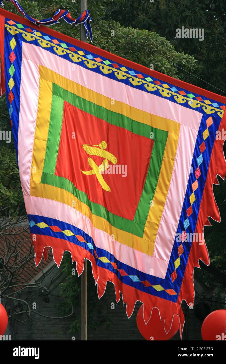 banner in un tempio di hanoi (vietnam) Foto Stock