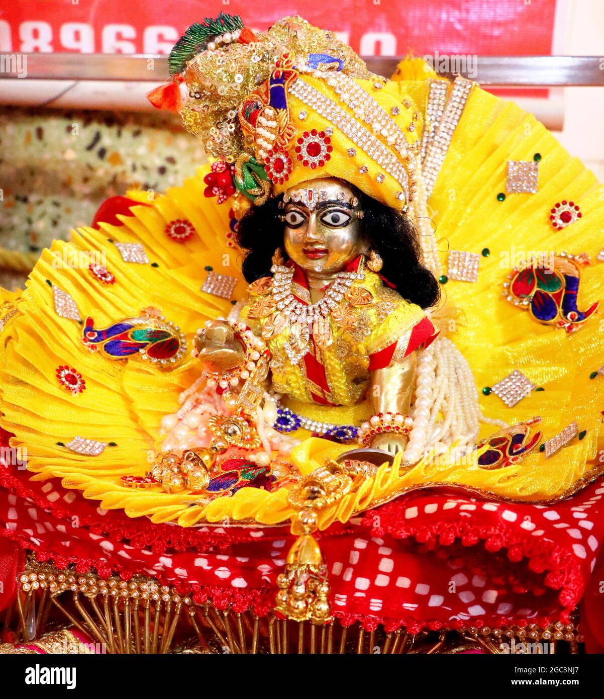 Un primo piano di casa indiana manomola durante la celebrazione del compleanno di Lord Krishna Jammashtami Foto Stock