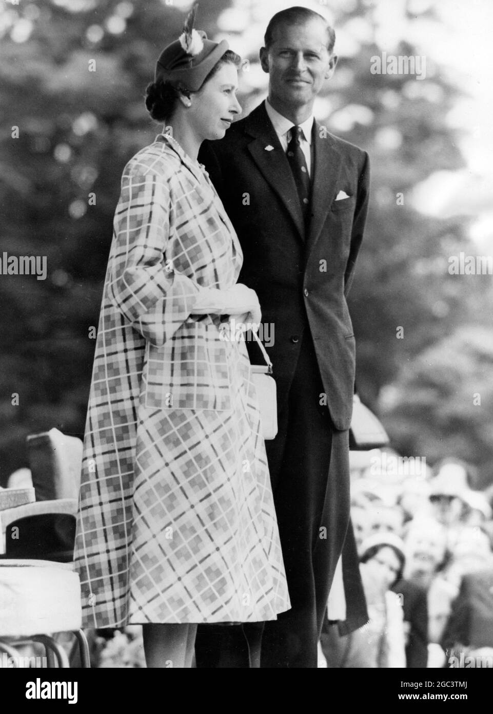 H.M la Regina e il Duca di Edimburgo alla Reception Civica di Masterton durante il Tour reale della Nuova Zelanda. 15 gennaio 1954 Foto Stock