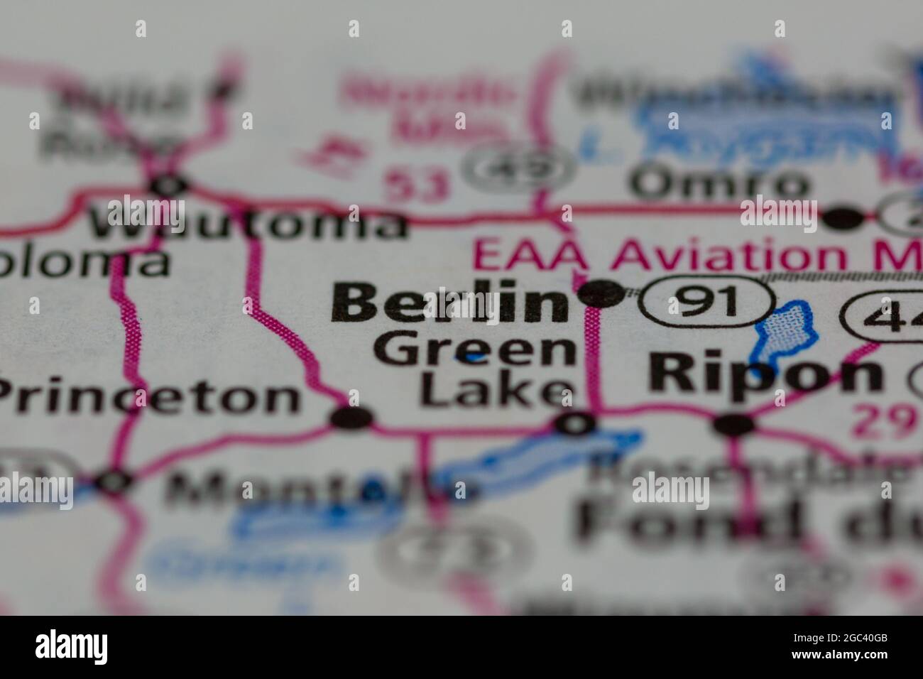 Berlin Wisconsin USA è mostrato su una mappa stradale o su una mappa geografica Foto Stock