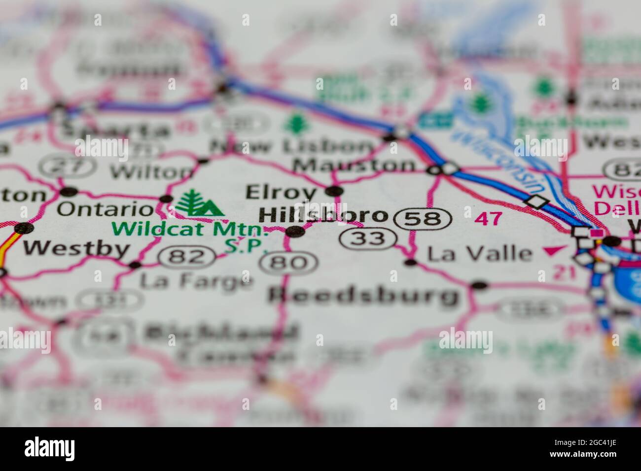 Mappa di hillsboro wisconsin immagini e fotografie stock ad alta