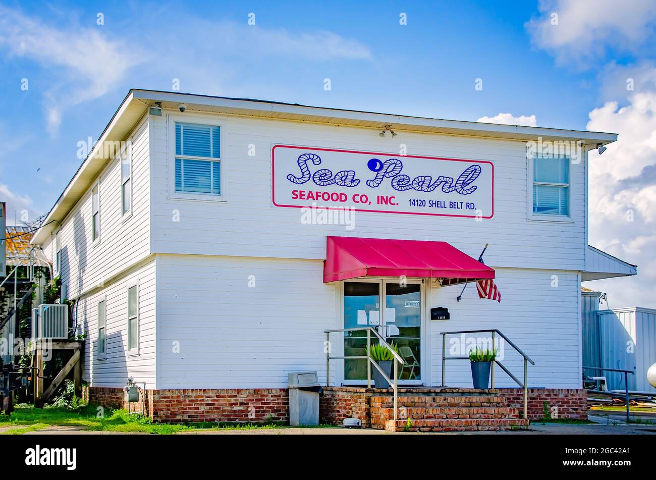 Sea Pearl Seafood Company è raffigurato, 13 luglio 2021, a Bayou la Batre, Alabama. L'azienda è stata inaugurata nel 1966. Foto Stock