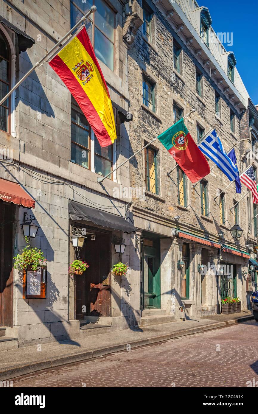 Ristorante facciata nella città vecchia di Montreal, Quebec, Canada. Foto Stock