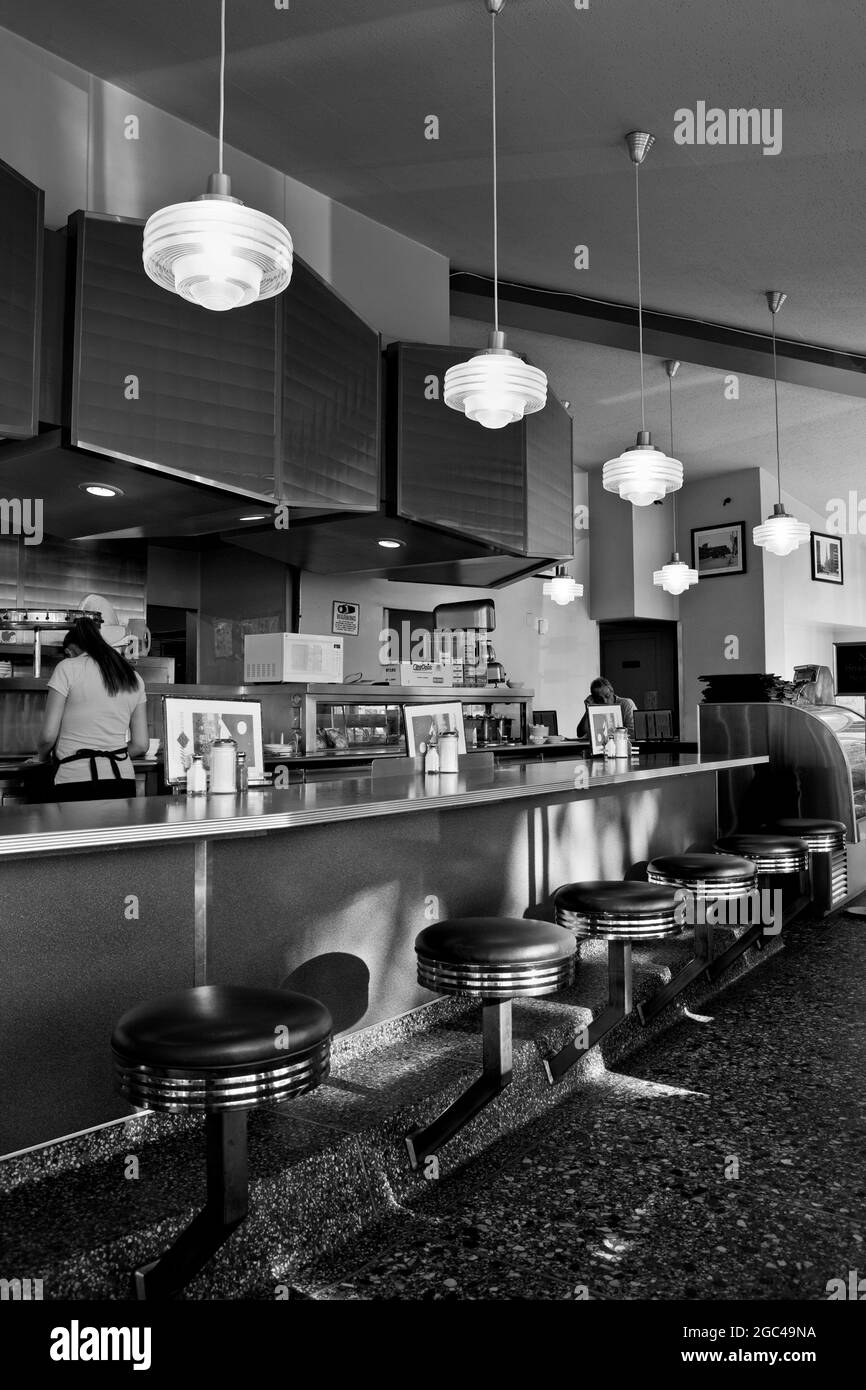 Denver Diner interno B W Foto Stock