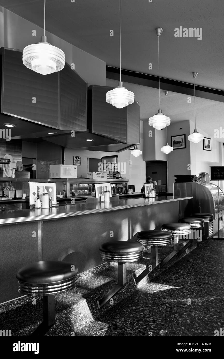 Denver Diner interno B W Foto Stock