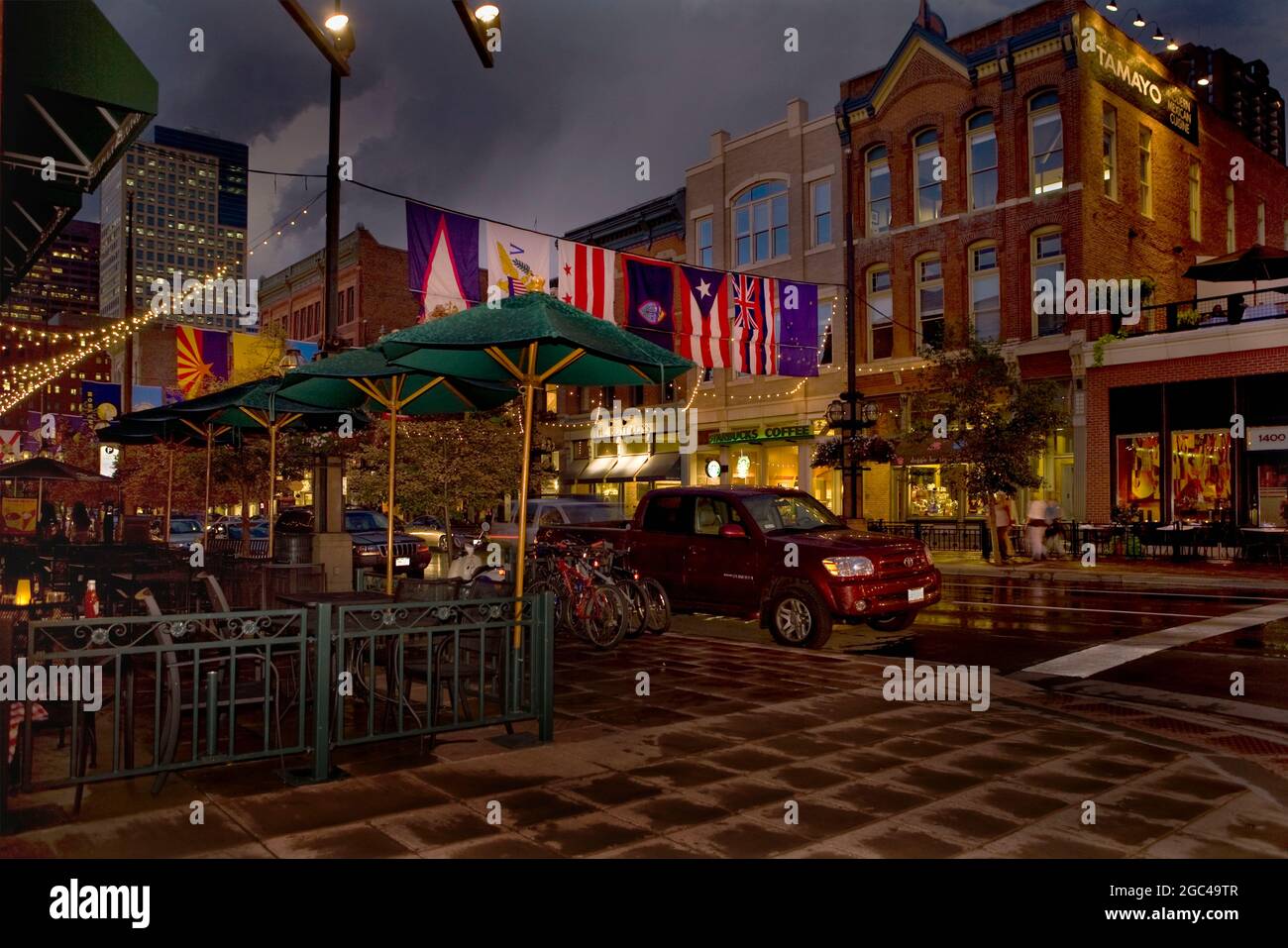 Larimer Square Dusk Denver, Colorado Foto Stock