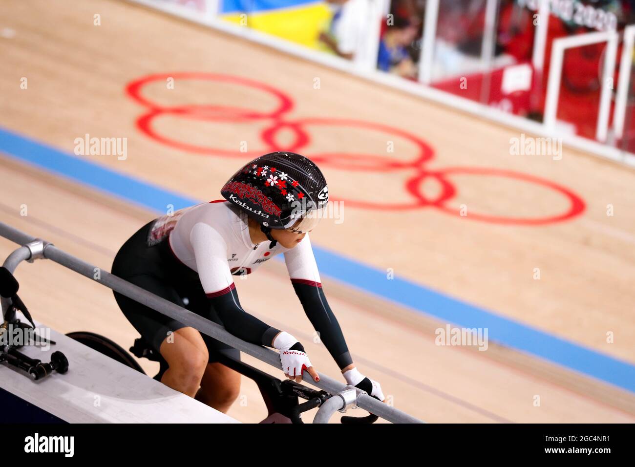 Shizuoka, Giappone. 6 agosto 2021. Kisato Nakamura (JPN) Ciclismo : finale di Madison per donne durante i Giochi Olimpici di Tokyo 2020 al Velodrome di Izu a Shizuoka, Giappone . Credit: Shutaro Mochizuki/AFLO/Alamy Live News Foto Stock