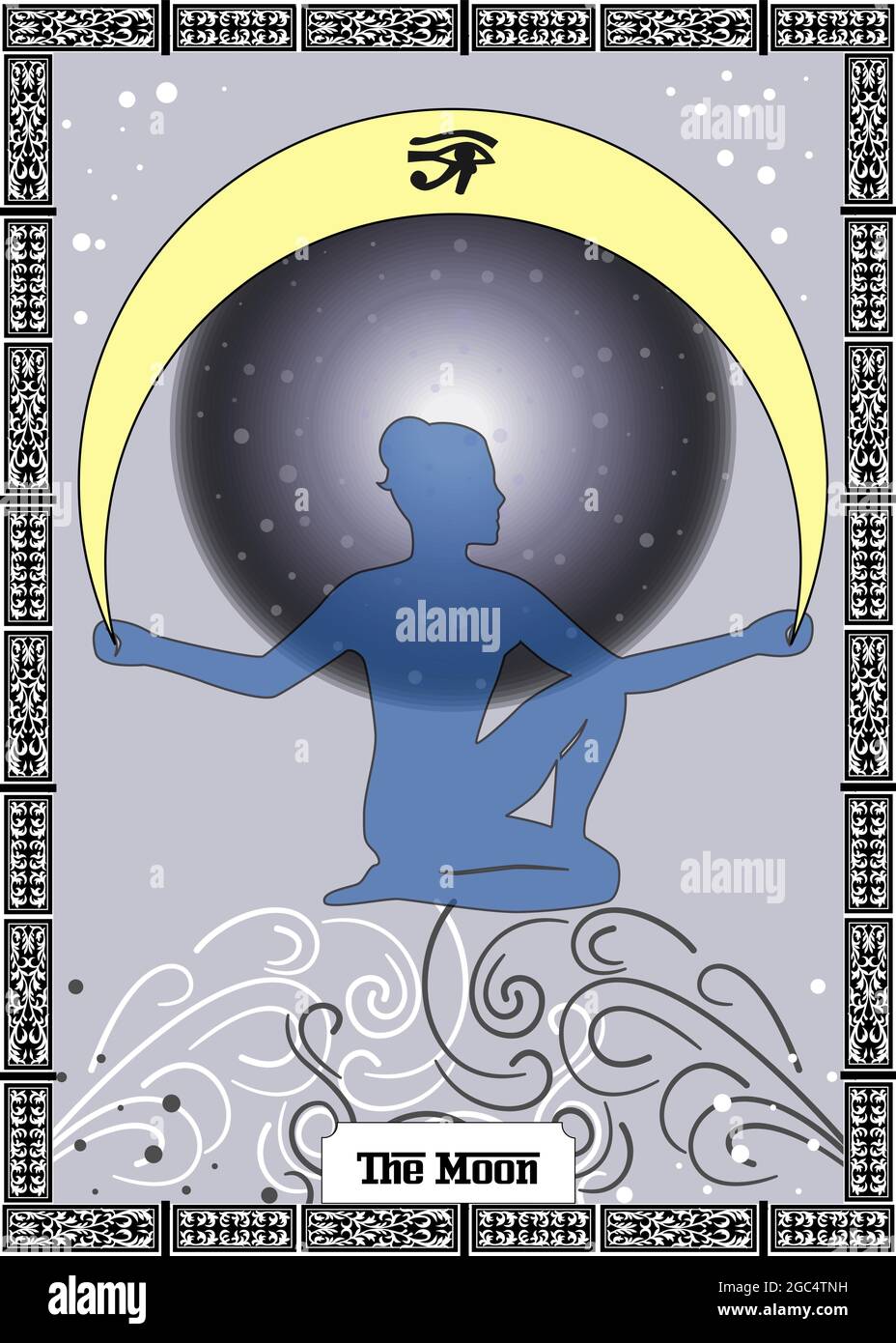 Carta Tarocchi luna Illustrazione Vettoriale