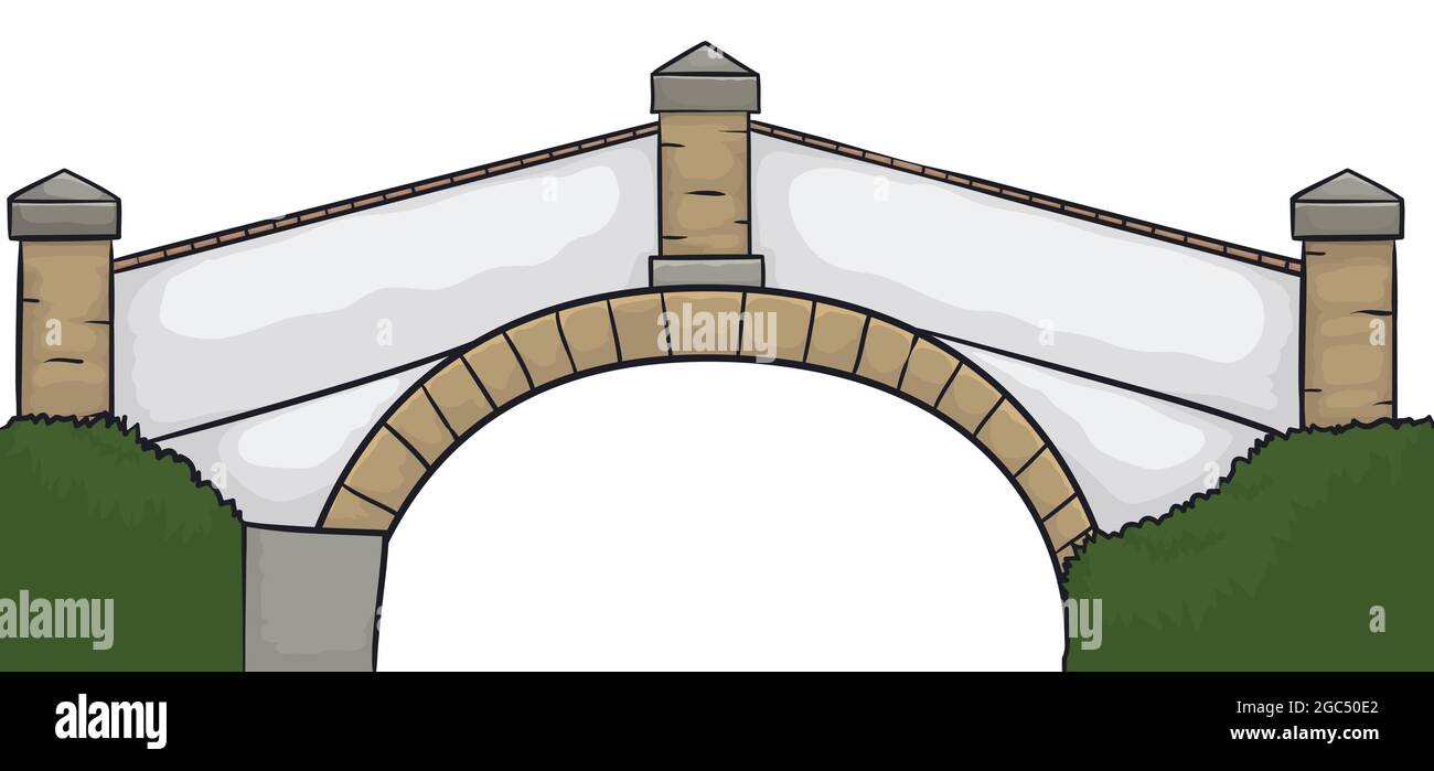 Illustrazione isolata del ponte colombiano di Boyaca in stile cartoon con contorni. Illustrazione Vettoriale