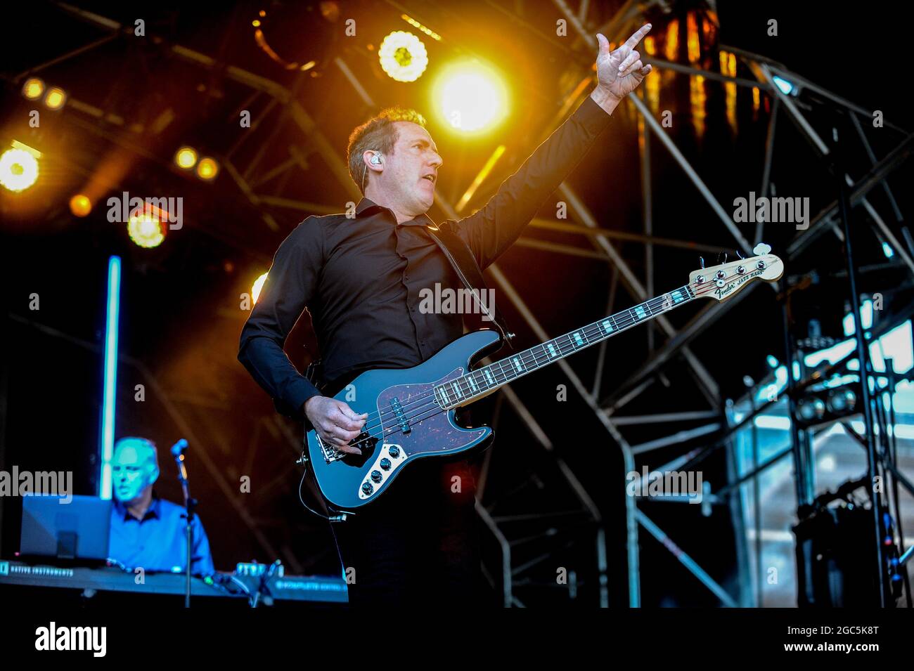 OMD , esecuzione dal vivo in concerto , Keepmoat Stadium , Doncaster , 14.06.2018 Foto Stock