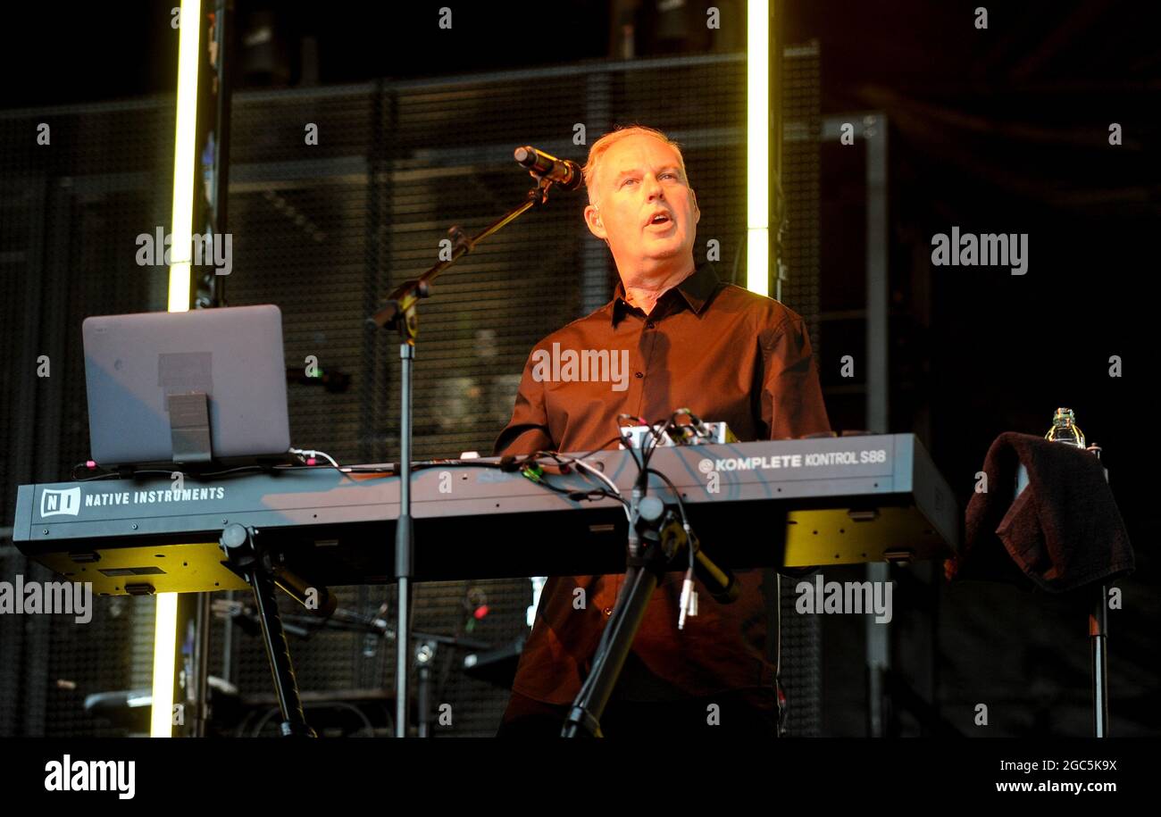OMD , esecuzione dal vivo in concerto , Keepmoat Stadium , Doncaster , 14.06.2018 Foto Stock