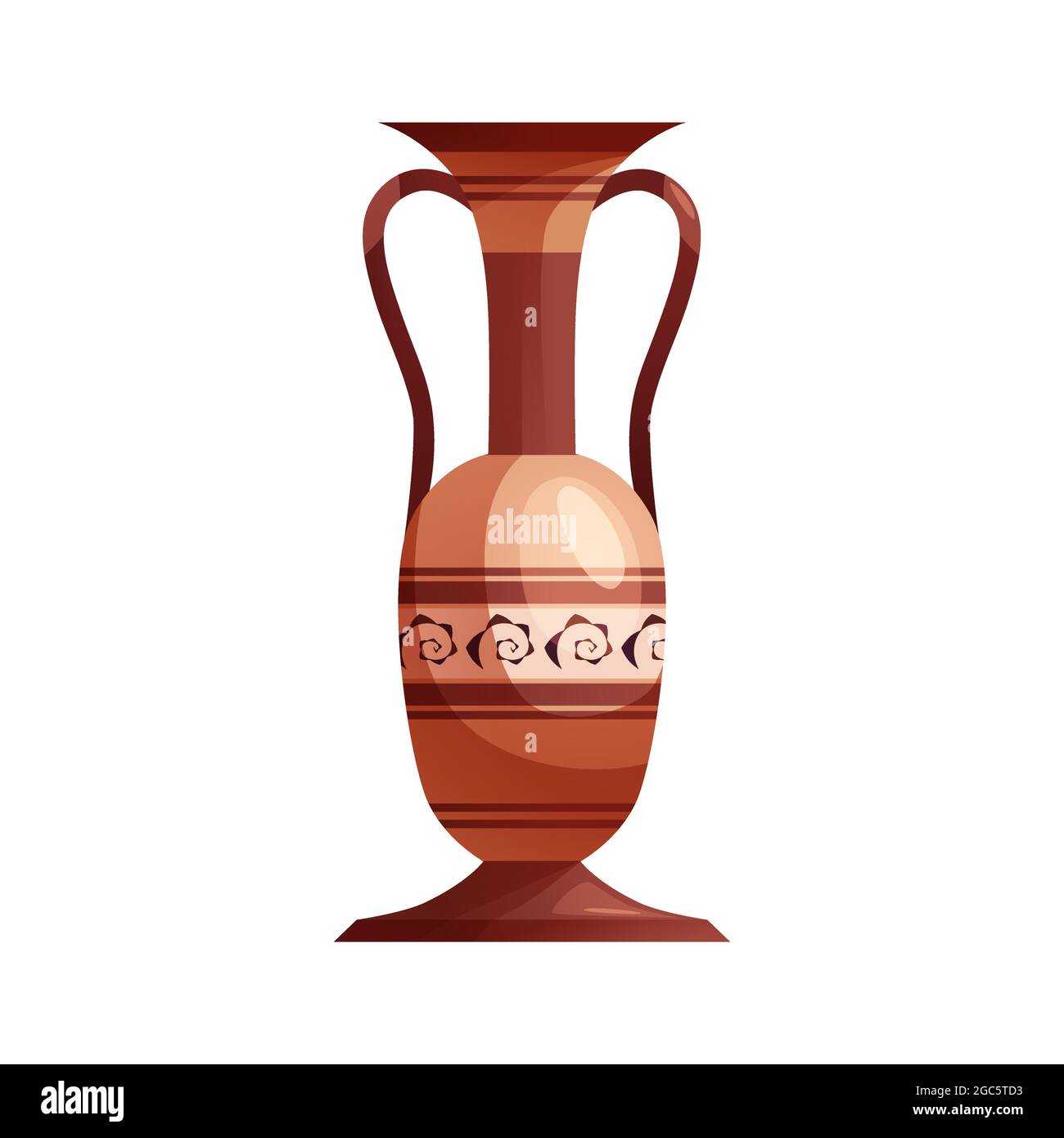 Vaso greco antico con decorazione. Antica barattolo tradizionale o pentola per il vino. Illustrazione Vettoriale