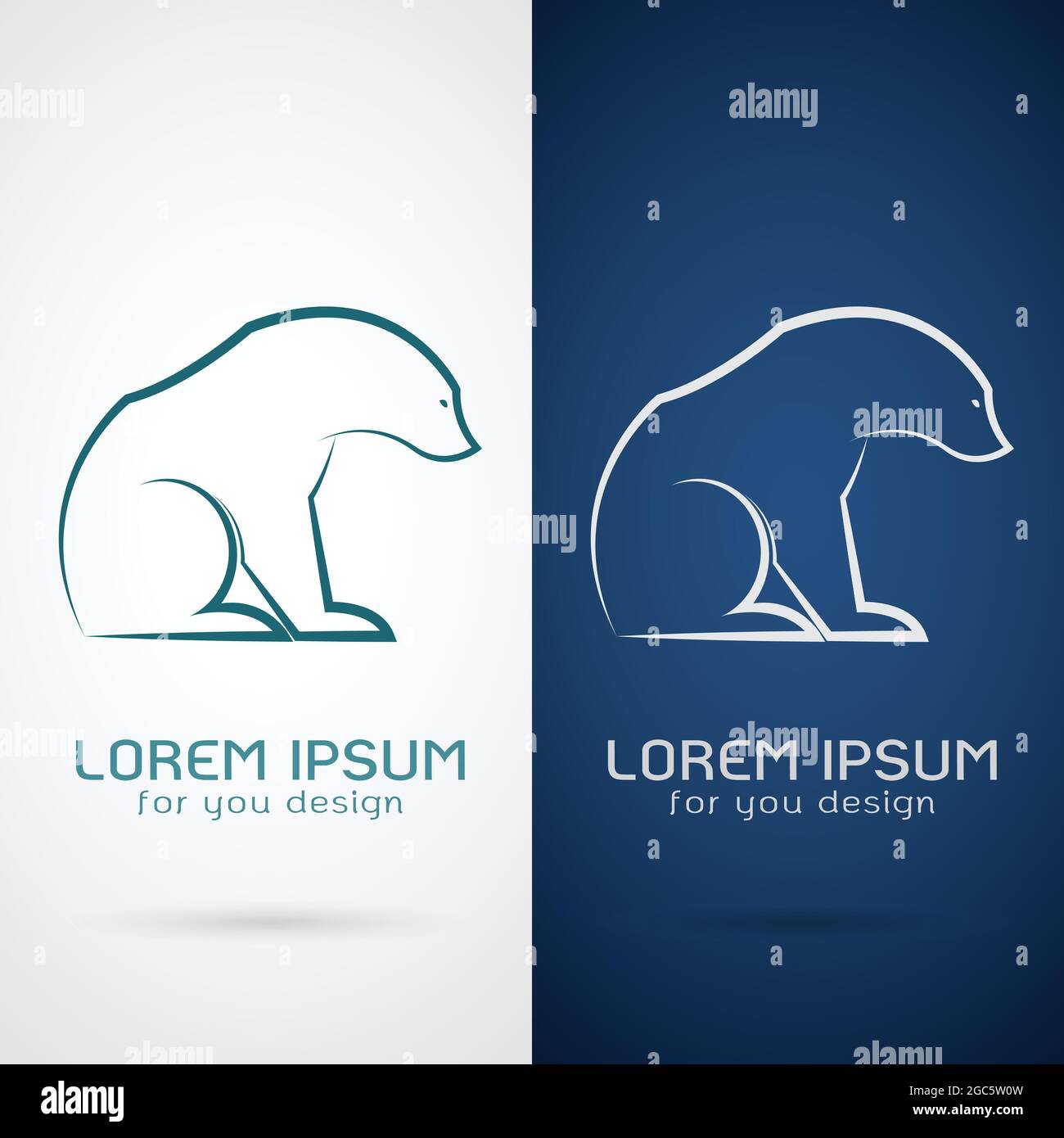 Immagine vettoriale di un orsetto su sfondo bianco e sfondo blu, Logo, simbolo. Illustrazione vettoriale a livelli facilmente modificabile. Animali selvatici. Illustrazione Vettoriale