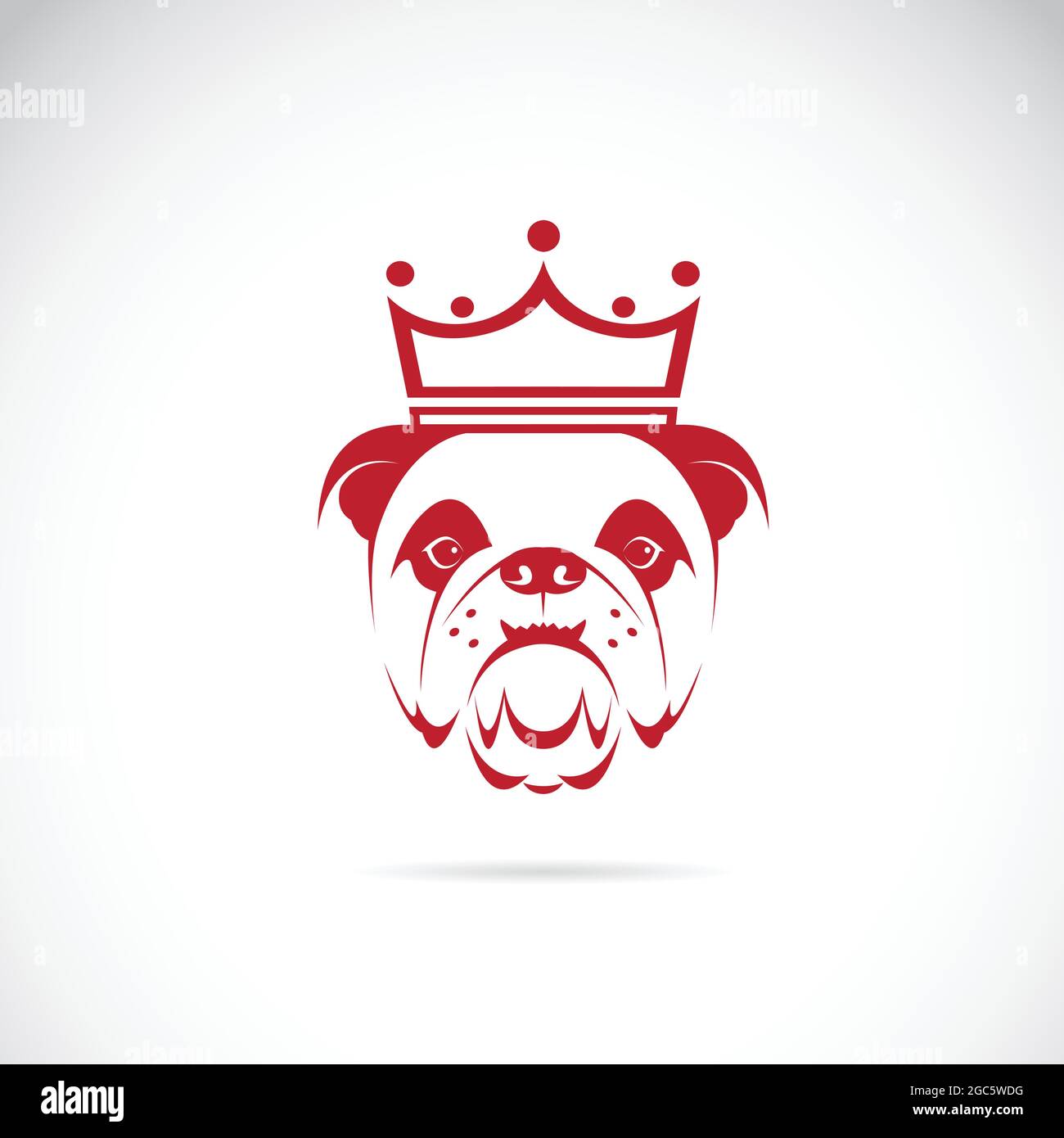 Immagine vettoriale della testa del bulldog che indossa una corona su sfondo bianco. Illustrazione vettoriale a livelli facilmente modificabile. Animali. PET. Illustrazione Vettoriale