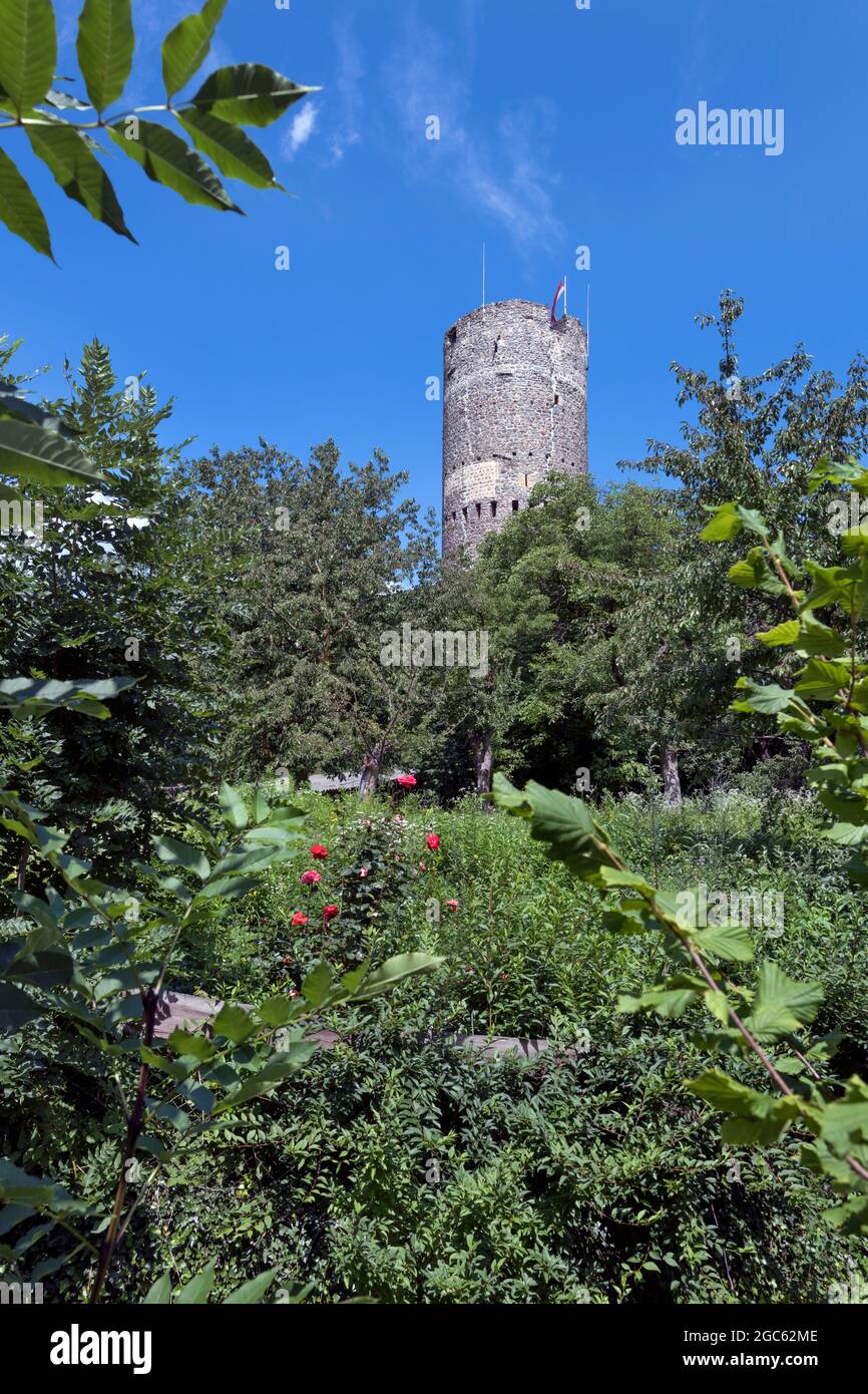 Torre medievale, Glorenza (Bz), Italia Foto Stock