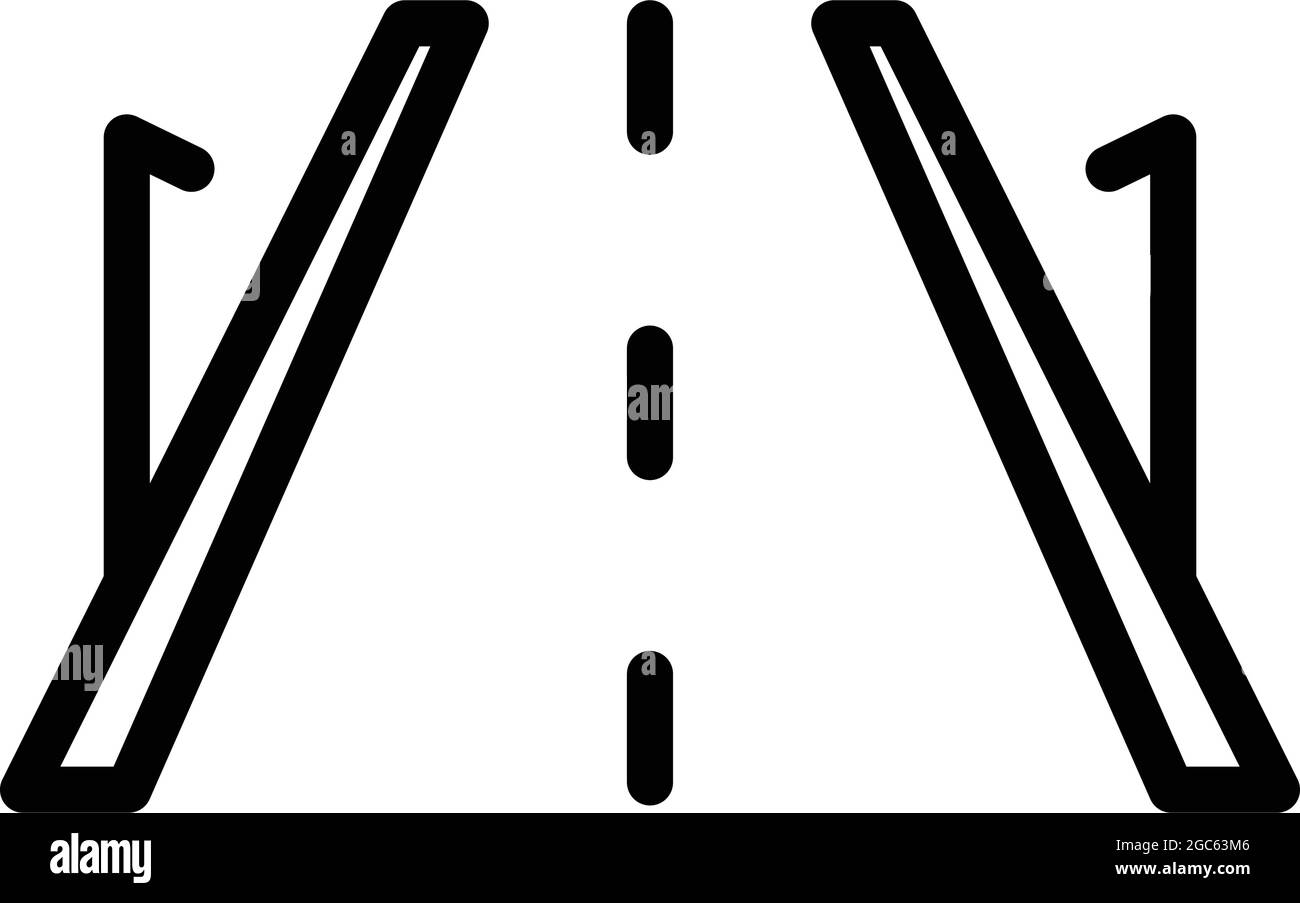 Vettore di contorno icona nuova strada. Percorso in autostrada. Strada asfaltata Illustrazione Vettoriale