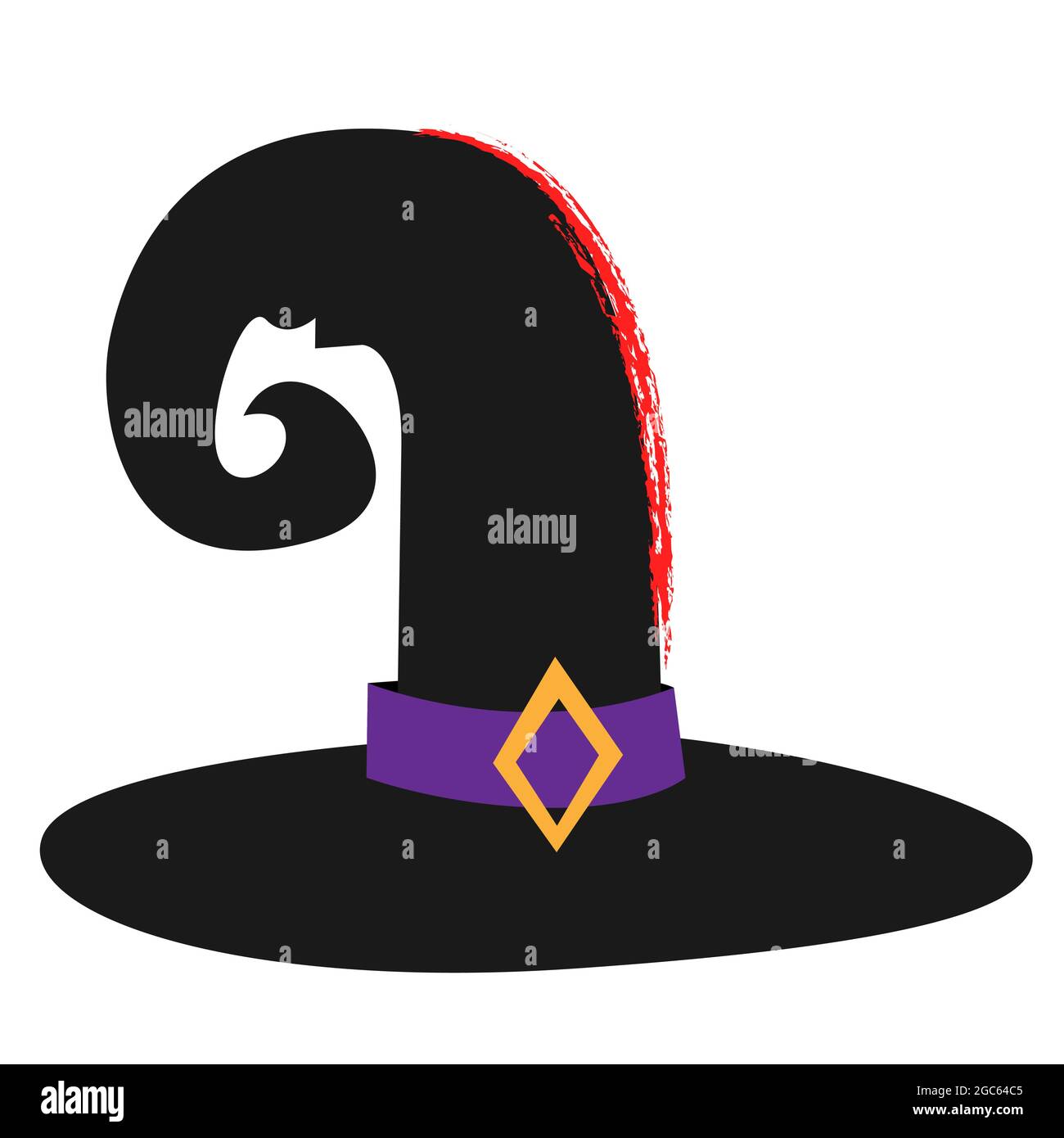 Cappello di strega. Cappello di Halloween. Illustrazione vettoriale isolata su sfondo bianco in stile cartoon Illustrazione Vettoriale